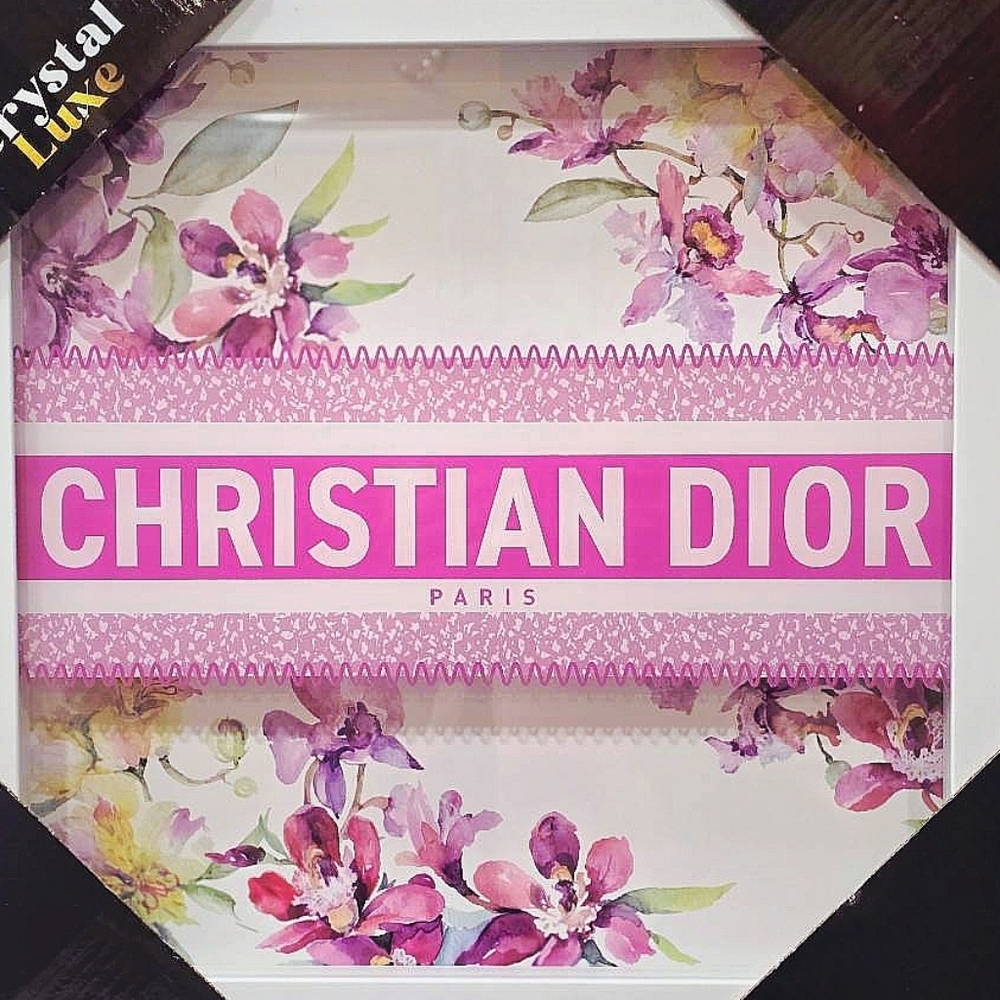 Crystal Luxe Christian Dior Paris Floral Framed Wall Decor